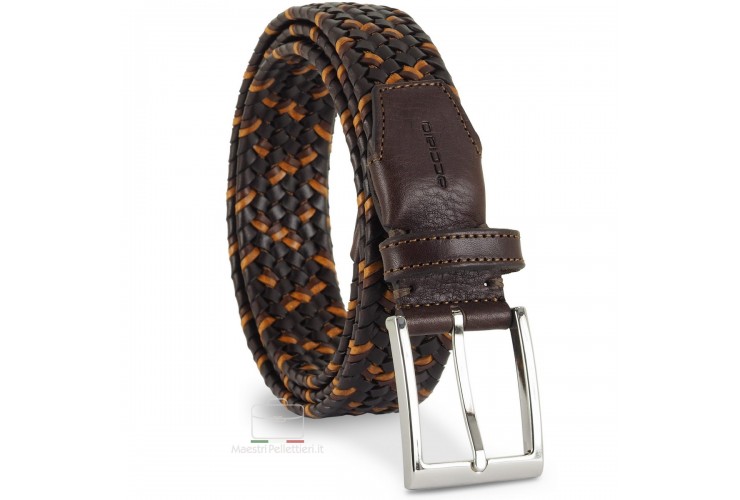 Braided stretch leather belt elastic Brown and Cognac Braided stretch leather belt elastic Brown and Cognac