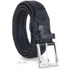 Braided stretch leather belt elastic Blue Braided stretch leather belt elastic Blue