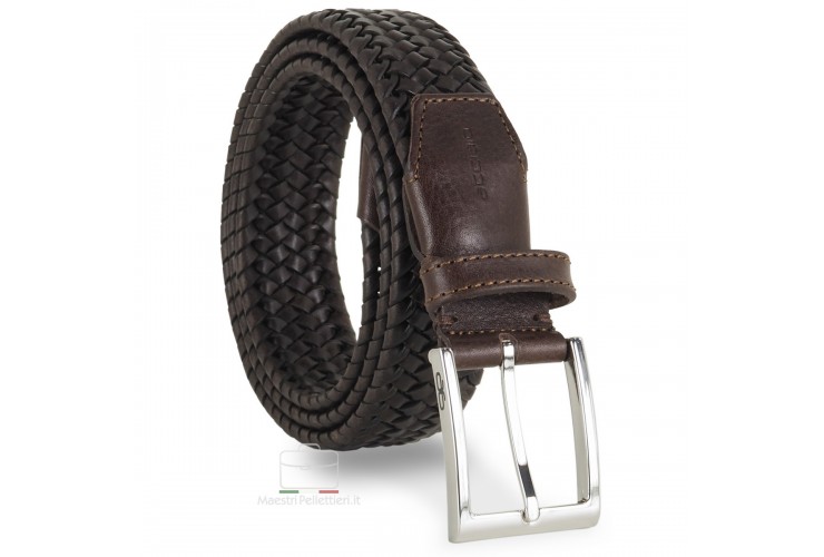 Braided stretch leather belt elastic Brown Braided stretch leather belt elastic Brown
