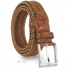 Cintura Artigianale In Pelle Morbida Elasticizzata 2,5 Cm - Uomo/Donna, Marrone, Made In Italy