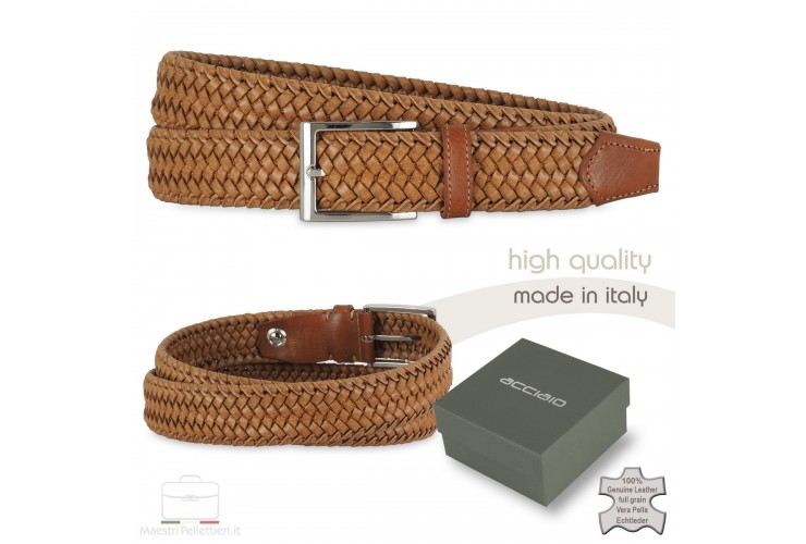 Braided stretch leather belt elastic Honey/Tan Braided stretch leather belt elastic Honey/Tan