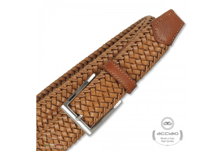 Braided stretch leather belt elastic Honey/Tan Braided stretch leather belt elastic Honey/Tan