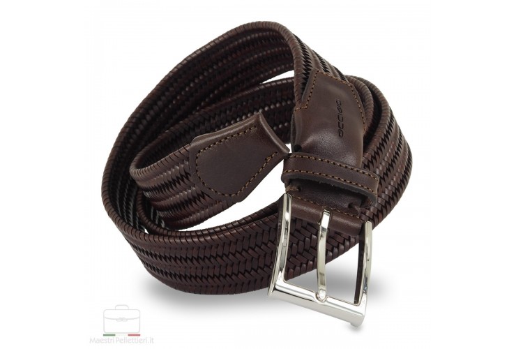 Cintura Intrecciata Elastica in Cuoio Marrone Cintura Intrecciata Elastica in Cuoio Marrone