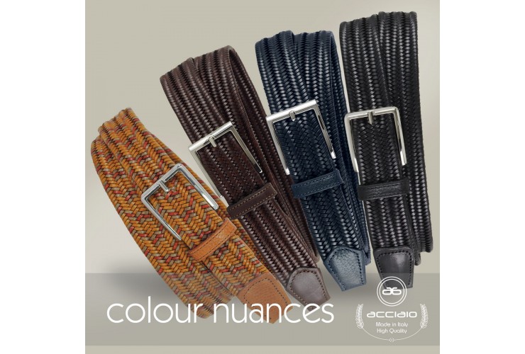 Braided stretch leather belt elastic Black Braided stretch leather belt elastic Black