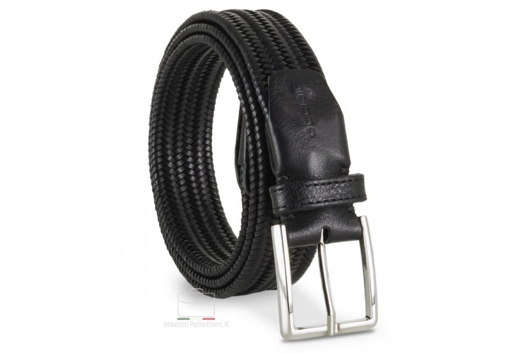 Braided stretch leather belt elastic Black Braided stretch leather belt elastic Black