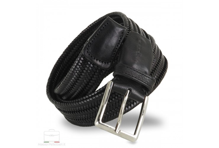 Braided stretch leather belt elastic Black Braided stretch leather belt elastic Black