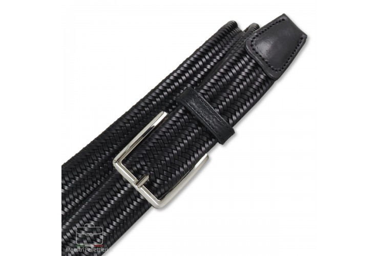 Braided stretch leather belt elastic Black Braided stretch leather belt elastic Black