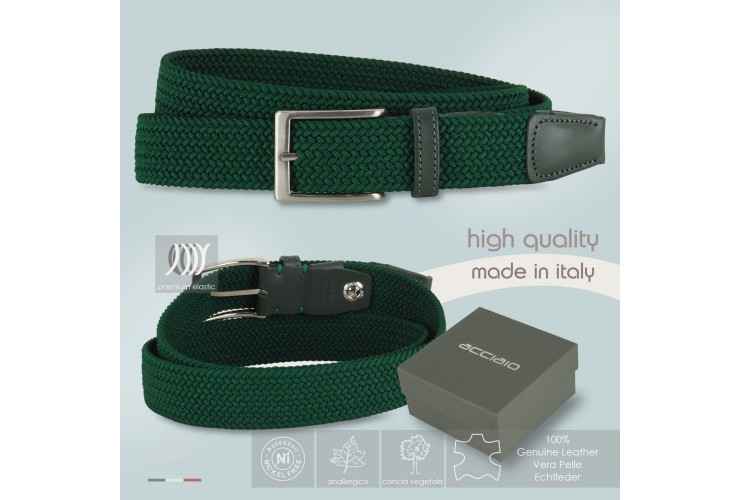 Braided stretch belt elastic, Green Braided stretch belt elastic, Green