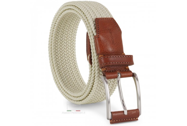 Stretchgürtel Flechtgürtel hochwertiges, Rindsledereinsätze Weiß Beige Stretchgürtel Flechtgürtel hochwertiges, Rindsledereinsätze Weiß Beige