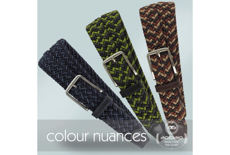 Braided stretch Belt elastic multicolor Brown for men Braided stretch Belt elastic multicolor Brown for men