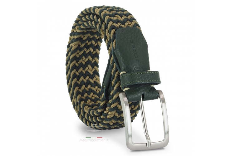Braided stretch belt elastic Green-Beige