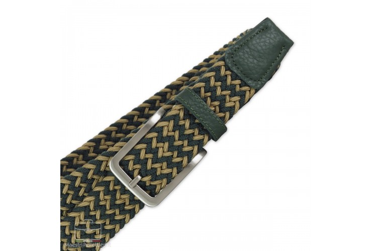 Braided stretch belt elastic Green-Beige
