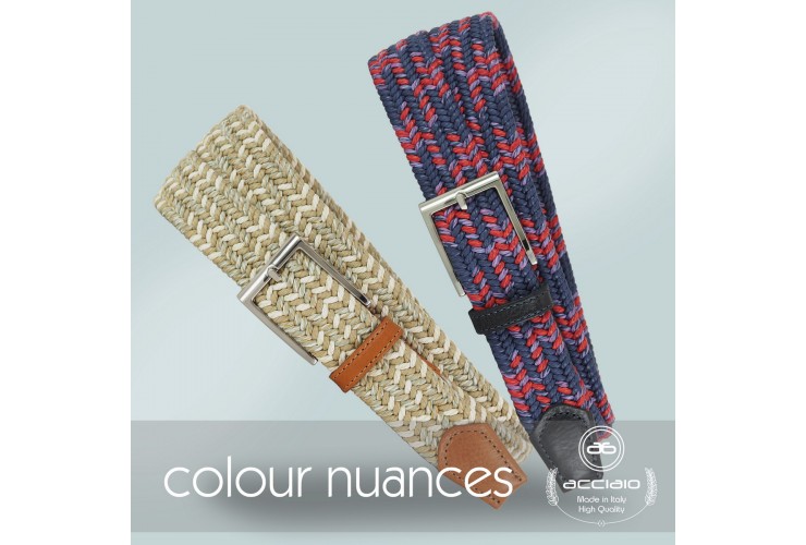 Cintura intrecciata elastica multicolore Beige/Bianco Cintura intrecciata elastica multicolore Beige/Bianco
