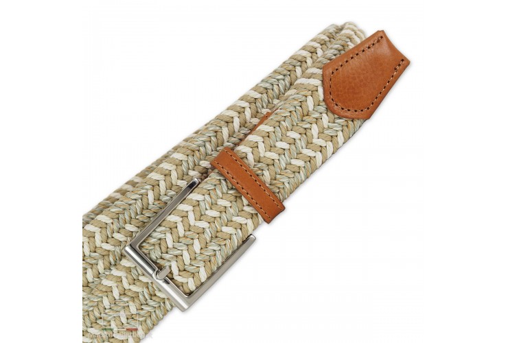 Cintura intrecciata elastica multicolore Beige/Bianco Cintura intrecciata elastica multicolore Beige/Bianco