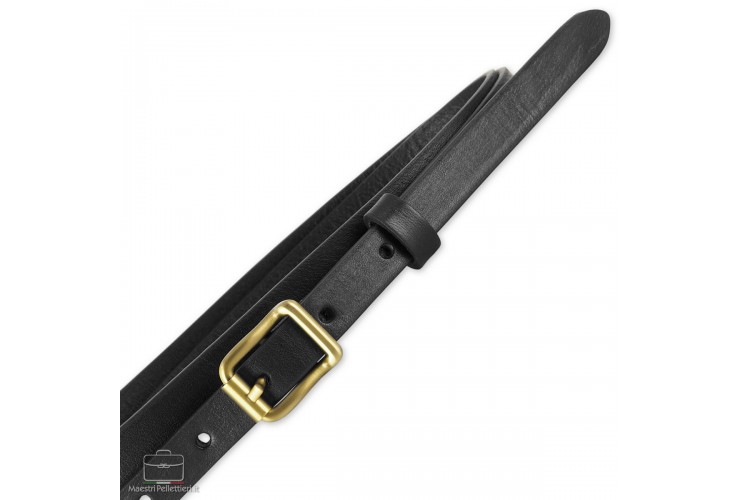 Damengürtel schmal 1.5cm, schnalle Carré, leder Schwarz Damengürtel schmal 1.5cm, schnalle Carré, leder Schwarz