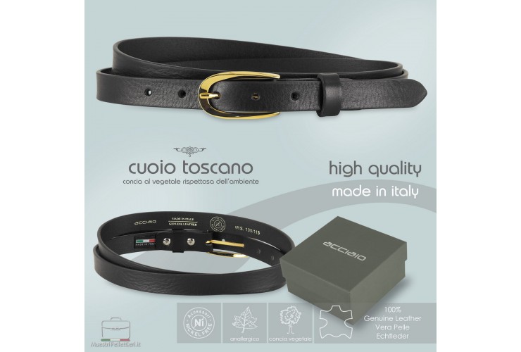 Women's thin belt in leather Black Women's thin belt in leather Black
