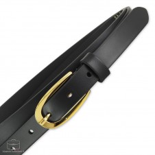 Cintura Donna sottile 2.5cm cuoio Nero fibbia Oro | Acciaio
