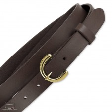 Women's thin belt 2.5cm Gold buckle, leather Brown Women's thin belt 2.5cm Gold buckle, leather Brown