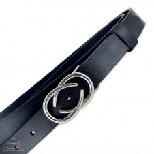 Thin woman belt Infinity Palladium buckle leather Blu Thin woman belt Infinity Palladium buckle leather Blu