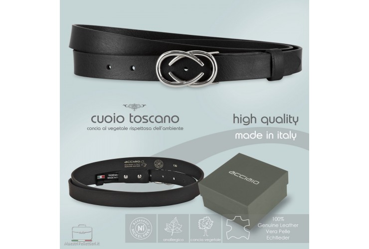 Women's thin belt, Infinity buckle, leather Black Women's thin belt, Infinity buckle, leather Black