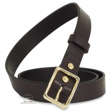 Woman's belt Brown Leath 3 cm with Miroir shiny gold buckle Woman's belt Brown Leath 3 cm with Miroir shiny gold buckle