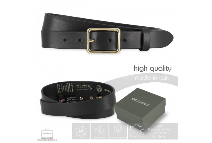 Woman's belt Black smooth Leather with shiny gold buckle Woman's belt Black smooth Leather with shiny gold buckle