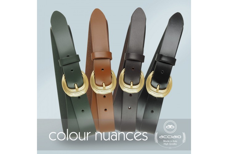 Woman's belt Brown smooth Leather with satin gold buckle Woman's belt Brown smooth Leather with satin gold buckle