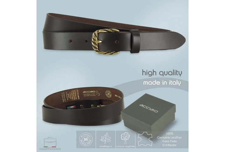 Woman's belt Brown smooth Leather with antique Brass Woman's belt Brown smooth Leather with antique Brass