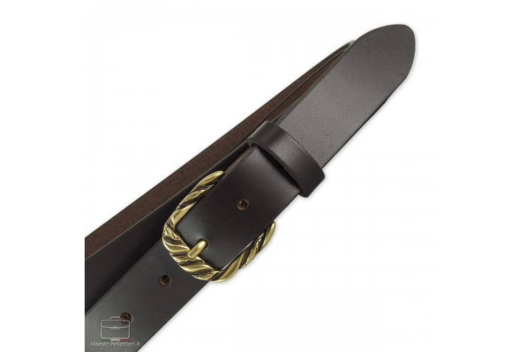 Woman's belt Brown smooth Leather with antique Brass Woman's belt Brown smooth Leather with antique Brass