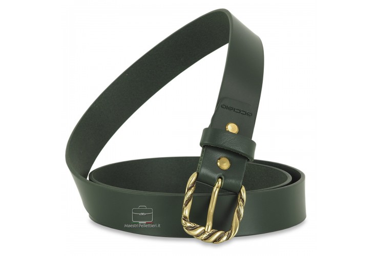 Woman's belt Green smooth Leather with antique Brass Woman's belt Greensmooth Leather with antique Brass