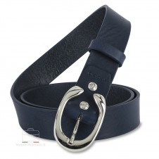 Woman belt Blue Leather 3.5cm with Aries palladium buckle