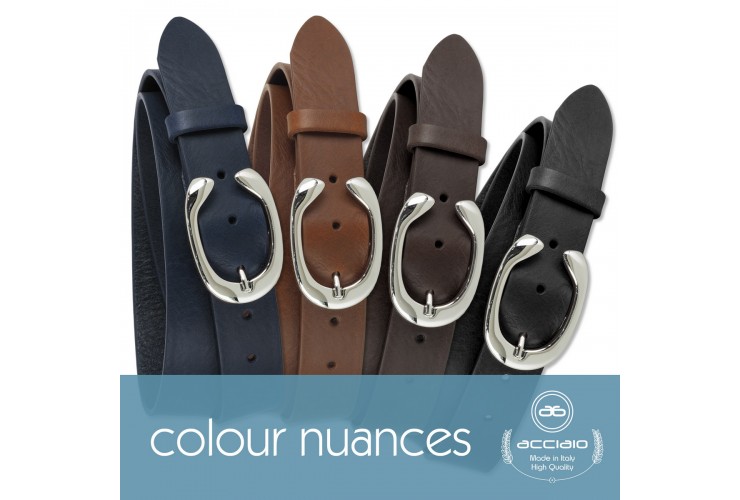 Cintura donna in pelle 3.5cm cuoio Nero fibbia Aries Palladio Cintura donna in pelle 3.5cm cuoio Nero fibbia Aries Palladio