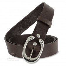 Woman belt Brown Leather 3.5cm with Aries palladium buckle