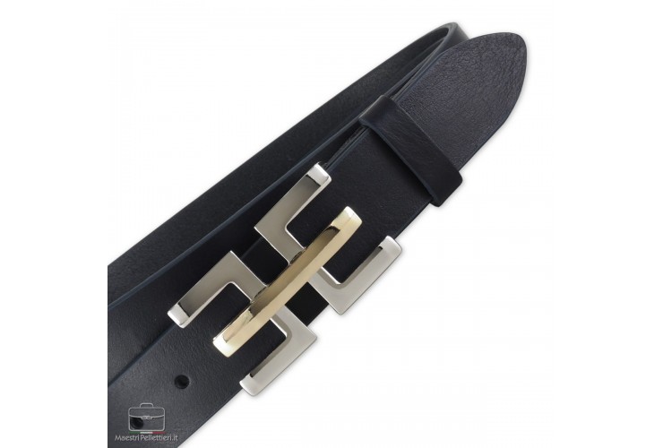 Woman Fashion belt Blue Leather with Echo buckle Woman Fashion belt Blue Leather with Echo buckle