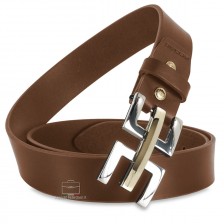 Cintura moda donna in pelle cuoio Castagno fibbia Echo