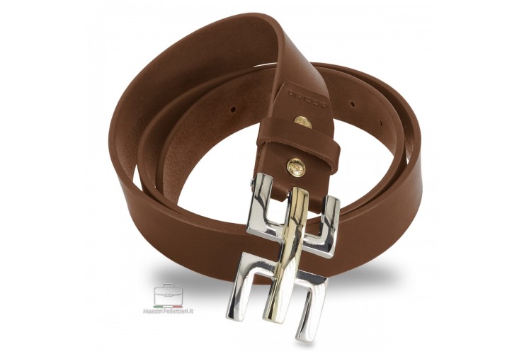 Woman Fashion belt Chestnut Leather with Echo buckle Woman Fashion belt Chestnut Leather with Echo buckle