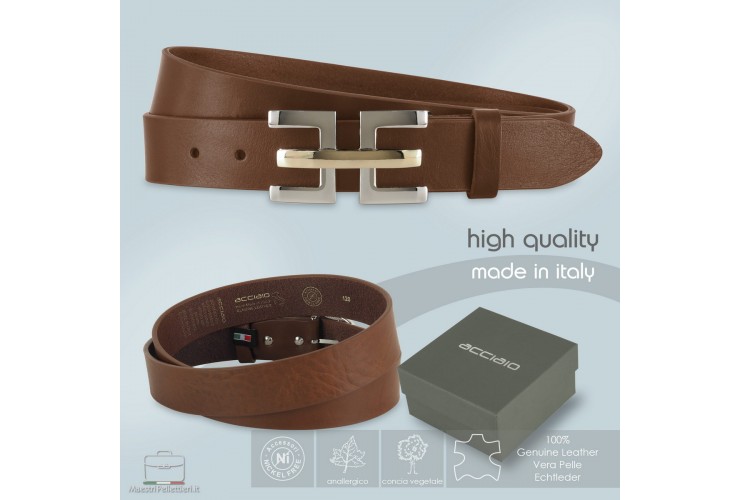 Woman Fashion belt Chestnut Leather with Echo buckle Woman Fashion belt Chestnut Leather with Echo buckle