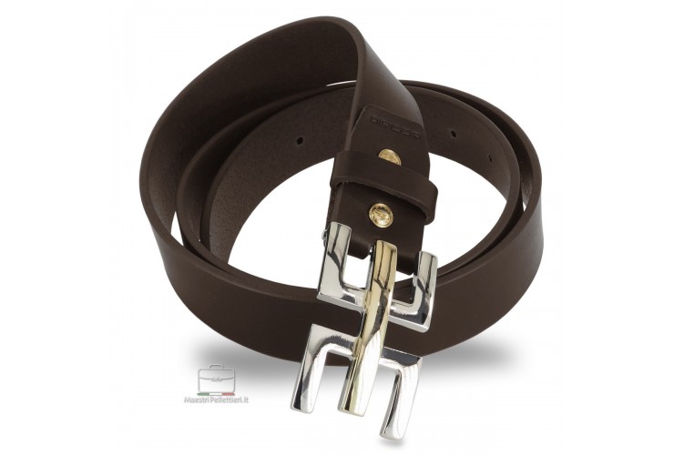 Woman Fashion belt Brown Leather with Echo buckle Woman Fashion belt Brown Leather with Echo buckle