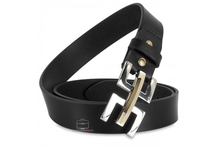 Cintura moda donna in pelle cuoio Nero fibbia Echo Cintura moda donna in pelle cuoio Nero fibbia Echo