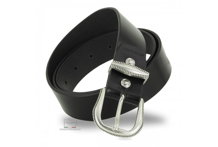 Woman's Black belt in smooth Leather with Silver buckle Woman's Black belt in smooth Leather with Silver buckle