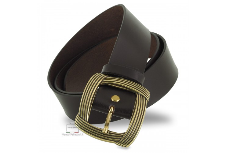 Breiter Damengürtel aue leder Braun mit messingschnalle Breiter Damengürtel aue leder Braun mit messingschnalle