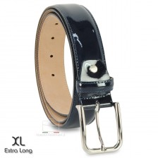 Wedding man's belt in Patent Leather extra shiny large, Blu