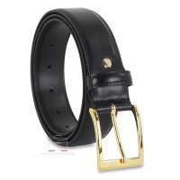 Cintura elegante con fibbia Oro in pelle liscia Nera