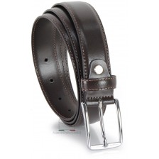 Elegant belt in slick leather for dresses and suits, 30mm Brown