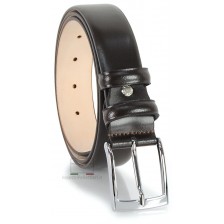 Dress belt in Brown leather and shiny buckle
