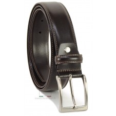 Elegant genuine leather belt slick, brushed buckle, Brown extra large