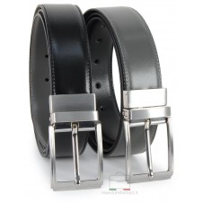 Reversible double sided elegant slick leather belt Black and Grey