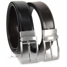 Reversible double sided elegant slick leather belt Black and Brown XL extra large
