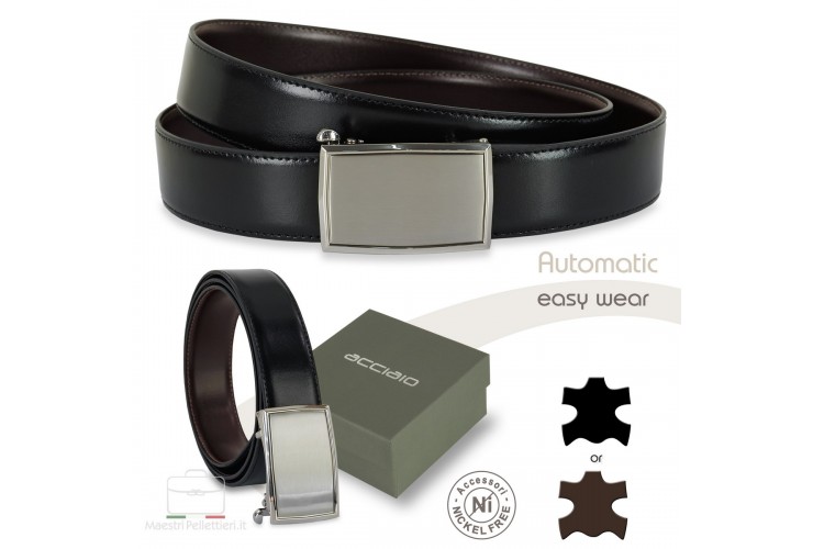 Men's belt with automatic buckle elegant leather Black and Brown **incl. gift** Men's belt with automatic buckle elegant leather Black and Brown **incl. gift**