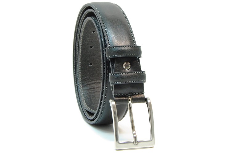 Classic plain leather calf belt dark Gray